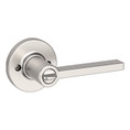 Kwikset Casey Privacy Lever With Round Rose, 6-Way Adjustable Latch And Round Corner Strike, Satin Nickel