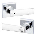Kwikset Breton Privacy Lever With Square Rose, 6-Way Adjustable Latch And Round Corner Strike, Bright Polished Chrome