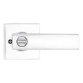 Kwikset Breton Privacy Lever With Square Rose, 6-Way Adjustable Latch And Round Corner Strike, Bright Polished Chrome