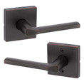 Kwikset Lisbon Passage Lever, Square Rose With 6-Way Adjustable Latch And Round Corner Strike, Venetian Bronze