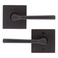 Kwikset Lisbon Passage Lever, Square Rose With 6-Way Adjustable Latch And Round Corner Strike, Venetian Bronze