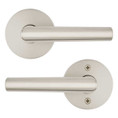 Kwikset Milan Passage Lever, Round Rose With 6-Way Adjustable Latch And Round Corner Strike, Satin Nickel