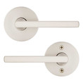 Kwikset Halifax Passage Lever, Round Rose With 6-Way Adjustable Latch And Round Corner Strike, Satin Nickel