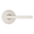 Kwikset Halifax Passage Lever, Round Rose With 6-Way Adjustable Latch And Round Corner Strike, Satin Nickel