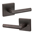 Kwikset Milan Passage Lever With Square Rose, 6-Way Adjustable Latch And Round Corner Strike, Venetian Bronze