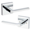 Kwikset Lisbon Passage Lever With Square Rose, 6-Way Adjustable Latch And Round Corner Strike, Bright Polished Chrome