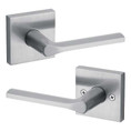 Kwikset Lisbon Passage Lever With Square Rose, 6-Way Adjustable Latch And Round Corner Strike, Satin Chrome