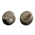 Schlage Residential B60 Deadbolt Single Cylinder, Dual Option Latch, Adjustable Backset, 1-1/8" X 2-3/4" Round Corner Strike, Antique, Satin Nickel Blackened