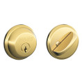 Schlage Residential B60 Deadbolt Single Cylinder, Dual Option Latch, Adjustable Backset, 1-1/8" X 2-3/4" Round Corner Strike, Lifetime, Bright Brass