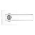 Kwikset Breton Keyed Entry Lever Smartkey With Square Rose, 6-Way Adjustable Latch And Round Corner Strike, Bright Polished Chrome