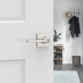 Kwikset Casey Keyed Entry Lever Smartkey With Square Rose, 6-Way Adjustable Latch And Round Corner Strike, Satin Nickel