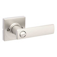 Kwikset Breton Keyed Entry Lever Smartkey With Square Rose, 6-Way Adjustable Latch And Round Corner Strike, Satin Nickel