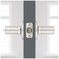 Kwikset Ladera Keyed Entry Lever With 6-Way Adjustable Latch And Round Corner Strike, Satin Nickel