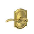 Schlage Residential F40 Accent Privacy Lever Lock With Camelot Trim Function, Decorative, Satin Brass