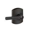 Schlage Residential F40 Broadway Privacy Lever Lock With Greenwich Trim Function, Decorative, Aged Bronze
