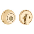 Kwikset 780 Single Cylinder Deadbolt X Thumbturn, 6-Way Adjustable Latch, Round And Square Corner Strikes, Keyed Alike, Bright Polished Brass