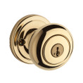 Kwikset Hancock Keyed Entry Knob Smartkey With 6-Way Adjustable Latch And Round Corner Strike, Bright Polished Brass