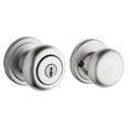Kwikset Hancock Keyed Vestibule Knob With 6-Way Adjustable Latch And Round Corner Strike, Satin Chrome