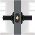 Kwikset Ladera Keyed Entry Lever Smartkey With Round Rose, 6-Way Adjustable Latch And Round Corner Strike, Matte Black