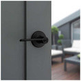 Kwikset Ladera Keyed Entry Lever Smartkey With Round Rose, 6-Way Adjustable Latch And Round Corner Strike, Matte Black