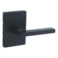 Kwikset Halifax Privacy Lever, San Clemente Rectangular Rose With 6-Way Adjustable Latch And Round Corner Strike, Matte Black