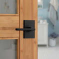 Kwikset Halifax Privacy Lever, San Clemente Rectangular Rose With 6-Way Adjustable Latch And Round Corner Strike, Matte Black
