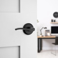 Kwikset Sedona Passage Lever With 6-Way Adjustable Latch And Round Corner Strike, Matte Black