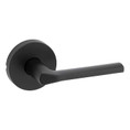 Kwikset Lisbon Passage Lever, Round Rose With 6-Way Adjustable Latch And Round Corner Strike, Matte Black