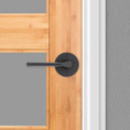 Kwikset Lisbon Passage Lever, Round Rose With 6-Way Adjustable Latch And Round Corner Strike, Matte Black