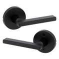 Kwikset Halifax Passage Lever, Round Rose With 6-Way Adjustable Latch And Round Corner Strike, Matte Black
