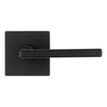 Kwikset Halifax Passage Lever, Square Rose With 6-Way Adjustable Latch And Round Corner Strike, Matte Black