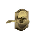 Schlage Residential F10 Accent Passage Lever Lock With Camelot Trim Function, Antique, Decorative, Satin Brass Blackened