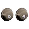 Schlage Residential B62 Double Cylinder Deadbolt, Dual Option Latch, Adjustable Backset, 1-1/8" X 2-3/4" Round Corner Strike, Antique, Satin Nickel Blackened