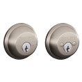 Schlage Residential B62 Double Cylinder Deadbolt, Dual Option Latch, Adjustable Backset, 1-1/8" X 2-3/4" Round Corner Strike, Satin Nickel