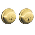 Schlage Residential B62 Double Cylinder Deadbolt, Dual Option Latch, Adjustable Backset, 1-1/8" X 2-3/4" Round Corner Strike, Lifetime, Bright Brass