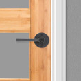 Kwikset Lisbon Keyed Entry Lever Smartkey, Round Rose With 6-Way Adjustable Latch And Round Corner Strike, Matte Black