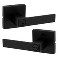 Kwikset Singapore Keyed Entry Lever Smartkey, Square Rose With 6-Way Adjustable Latch And Round Corner Strike, Matte Black