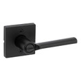 Kwikset Lisbon Keyed Entry Lever Smartkey, Square Rose With 6-Way Adjustable Latch And Round Corner Strike, Matte Black