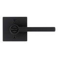 Kwikset Halifax Keyed Entry Lever Smartkey, Square Rose With 6-Way Adjustable Latch And Round Corner Strike, Matte Black