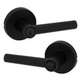 Kwikset Milan Keyed Entry Lever Smartkey, Round Rose With 6-Way Adjustable Latch And Round Corner Strike, Matte Black