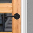 Kwikset Milan Keyed Entry Lever Smartkey, Round Rose With 6-Way Adjustable Latch And Round Corner Strike, Matte Black