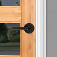 Kwikset Milan Keyed Entry Lever Smartkey, Round Rose With 6-Way Adjustable Latch And Round Corner Strike, Matte Black