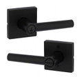 Kwikset Milan Keyed Entry Lever Smartkey, Square Rose With 6-Way Adjustable Latch And Round Corner Strike, Matte Black