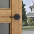 Kwikset Halifax Keyed Entry Lever Smartkey, Round Rose With 6-Way Adjustable Latch And Round Corner Strike, Matte Black