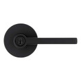 Kwikset Halifax Keyed Entry Lever Smartkey, Round Rose With 6-Way Adjustable Latch And Round Corner Strike, Matte Black