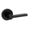 Kwikset Halifax Keyed Entry Lever Smartkey, Round Rose With 6-Way Adjustable Latch And Round Corner Strike, Matte Black