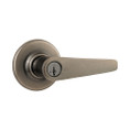 Kwikset Delta Keyed Entry Lever Smartkey With 6-Way Adjustable Latch And Round Corner Strike, Satin Nickel Blackened