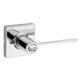 Kwikset Ladera Keyed Entry Lever Smartkey With Square Rose, 6-Way Adjustable Latch And Round Corner Strike, Bright Polished Chrome