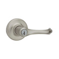 Kwikset Dorian Keyed Entry Lever Smartkey With 6-Way Adjustable Latch And Round Corner Strike, Satin Nickel