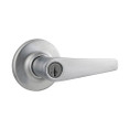 Kwikset Delta Keyed Entry Lever Smartkey With 6-Way Adjustable Latch And Round Corner Strike, Satin Chrome